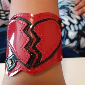NEW PVC Broken Heart Bracelet w/Rhinestone Accents